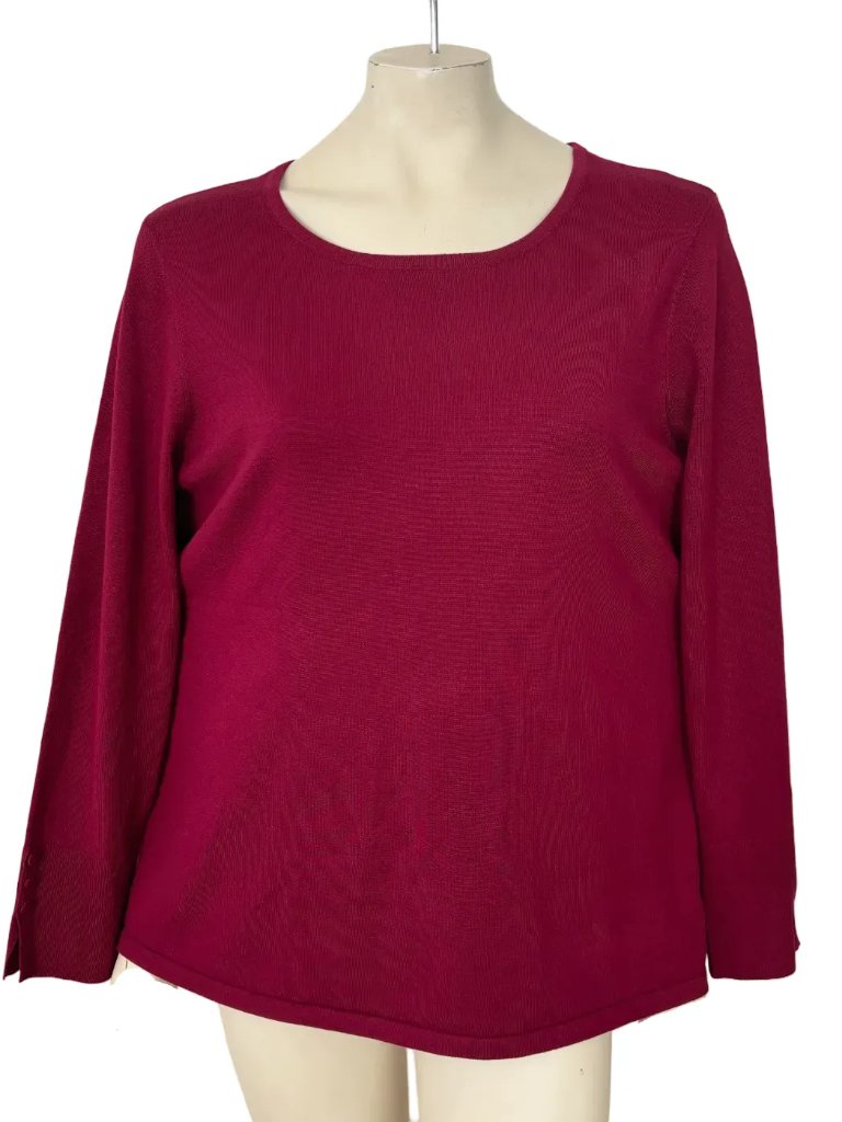 Chico's Soft-Spun Lightweight Pullover Sweater In Deep Chianti Red Sz Xl